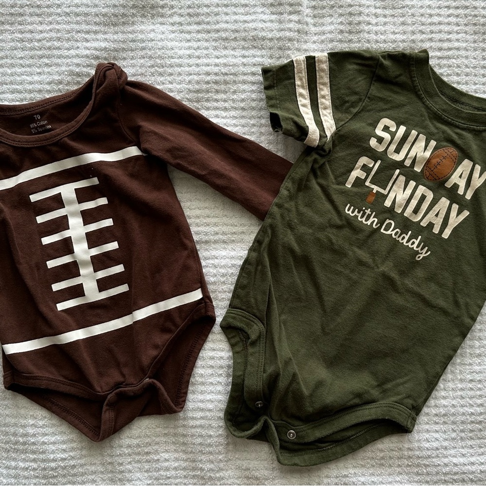 Football-Themed Kids One Pieces Set - Brown and Green